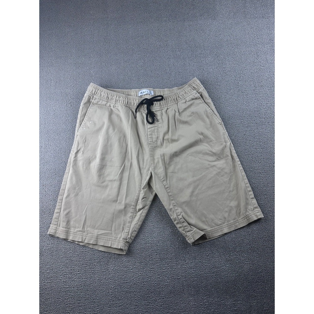 RAIL Chino Shorts Men 34 Tan Regular Fit Drawstring Stretch Summer Practical